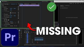 How To Fix MISSING Effect Controls Panel in Premiere Pro (2026) Easy Guide
