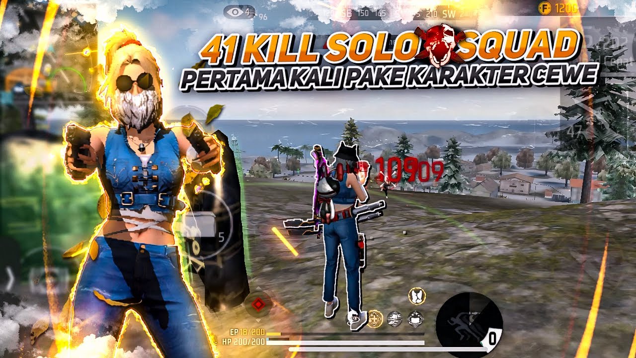 41 KILL SOLO VS SQUAD PERTAMA KALI PAKE KARAKTER CEWE !!! - YouTube