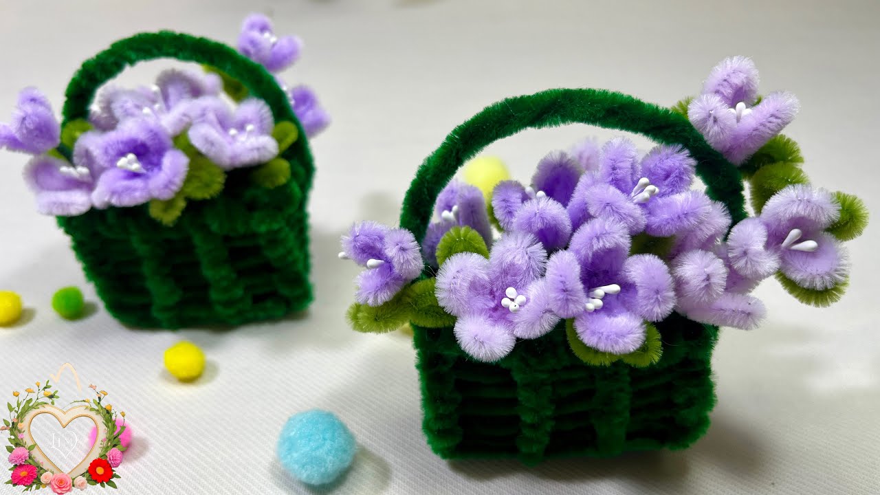 Cách làm Giỏ Hoa Mini dễ thương bằng kẽm nhung - How to make a mini ...