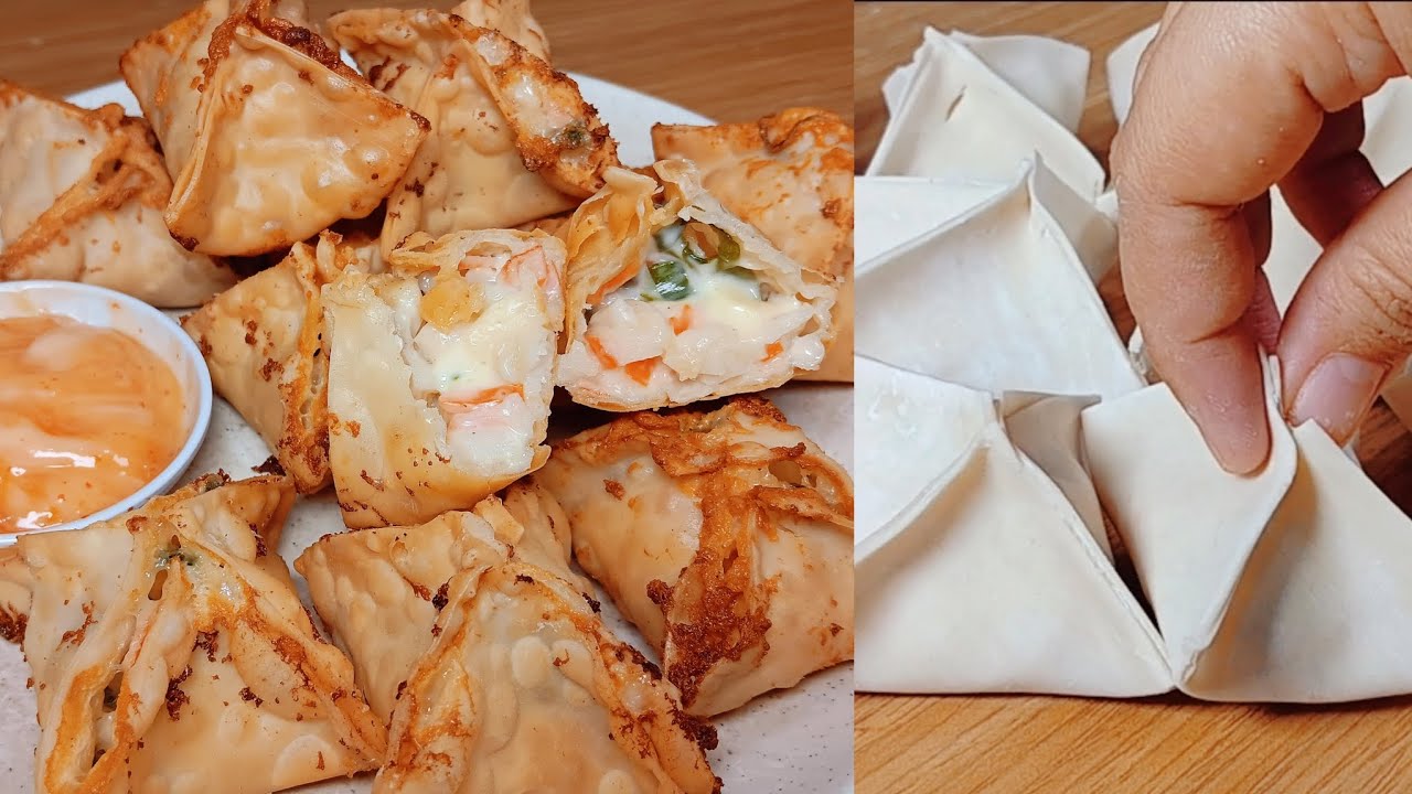 Bikin Crab Rangoon Kulit Pangsit tanpa Cream Cheese ternyata enak | ide menu takjil ala resto