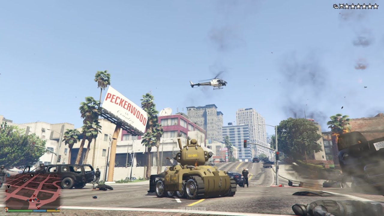 GTA 5 - Mini Tank Rampage In Los Santos + Six Star Escape - YouTube