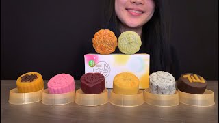 [ASMR] MOONCAKE ~ SNOW SKIN MATCHA RED BEAN | BLACK SESAME | LOTUS PASTE   YOLK & MORE