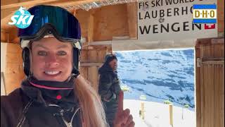 SKI TV - CHEMMY ALCOTT RACES THE SUPER G COURSE AT THE AICC CHAMPIONSHIPS, LAUBERHORN, SWITZERLAND
