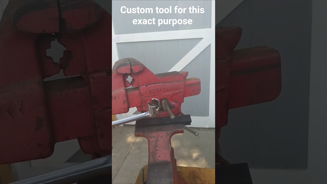 Custom tool loosens stuck vise swivel handle 