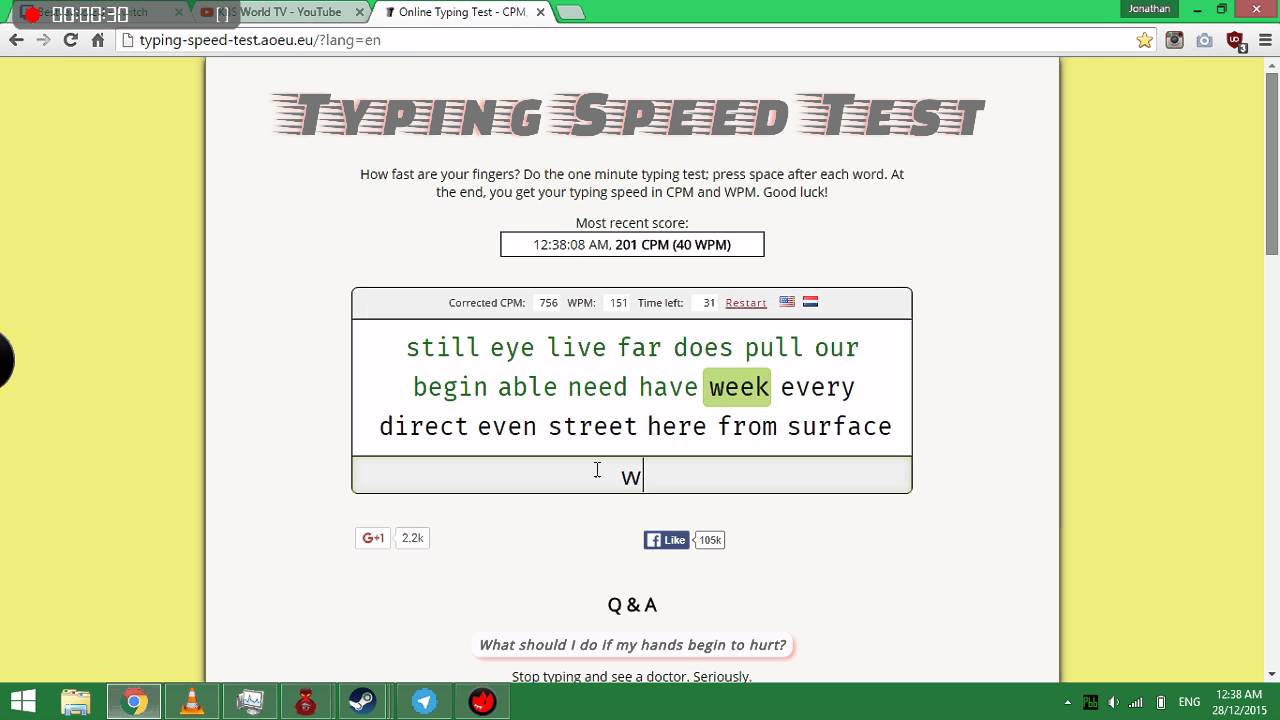 typist test wpm