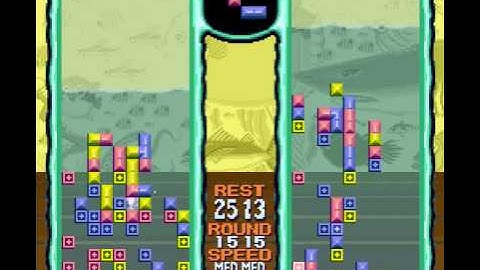 Tetris 2 for SNES - Vs. Com, level 15, Hard, Medium speed