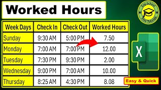 How to calculate worked Hours In Excel [Simple And Fast] | Calculate Worked Hours | Worked Hours screenshot 1