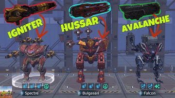 New Weapons - IGNITER , HUSSAR , AVALANCHE Gameplay | War Robots Test Server