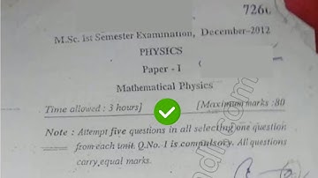 2012 Mdu MSc Physics 1st Sem Mathematical Physics Question Paper