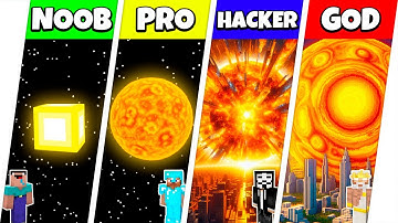 Minecraft Battle: NOOB vs PRO vs HACKER vs GOD: INSIDE SUN PLANET HOUSE BUILD CHALLENGE / Animation