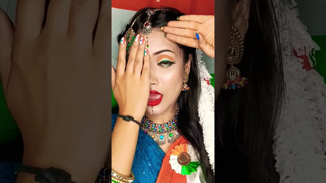 Indian flag  🇮🇳 inspired makeup look 