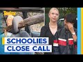 Schoolies escape injury after K&#39;Gari tree pierces windscreen | Today Show Australia