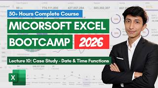 MS Excel Completed Course (L10) - Date and Time Functions | Practical Case Study with Business Data