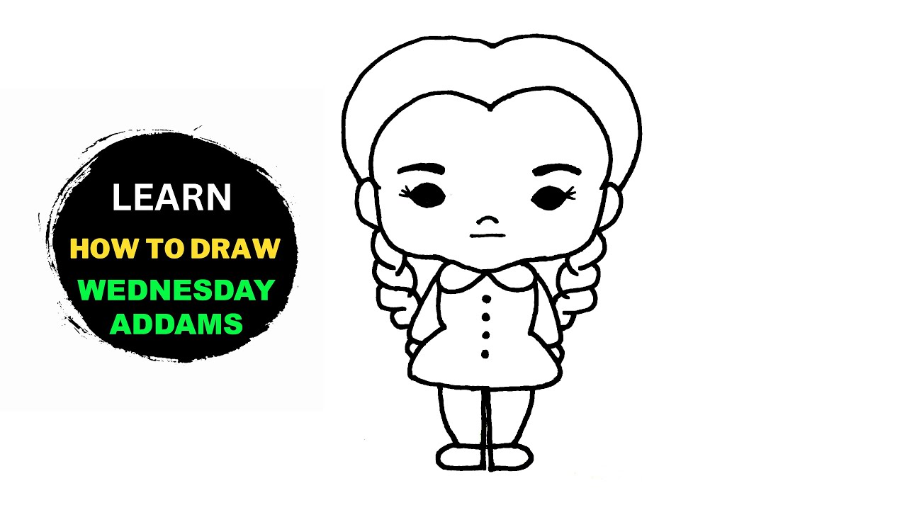 How To Draw Wednesday Addams Easy | Sketch Drawing - YouTube