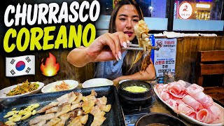Comendo o Verdadeiro Churrasco Coreano!
