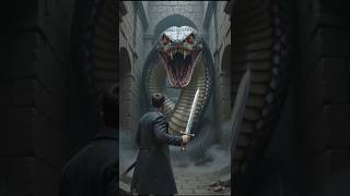 #ai giant snake fight with a warrior..#animals #anime #snake #humanoid