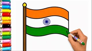 Let’s learn how to draw ✍️ with me | Indian flag 🇮🇳 drawing | 15 August poster