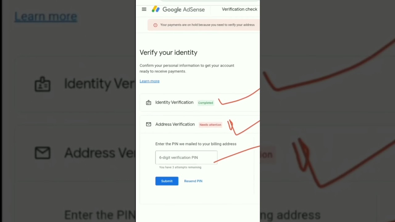Adsense pin verification method 