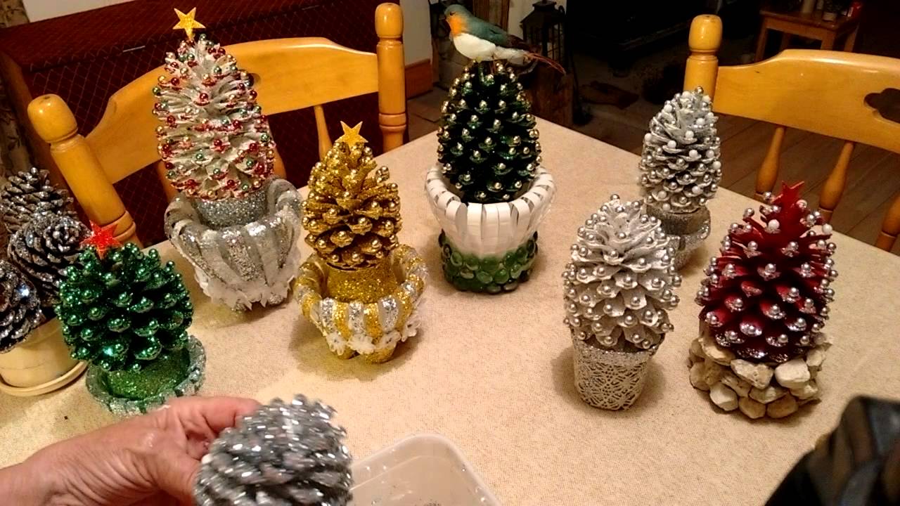 Beautiful Pine cone Christmas decorations with stand 