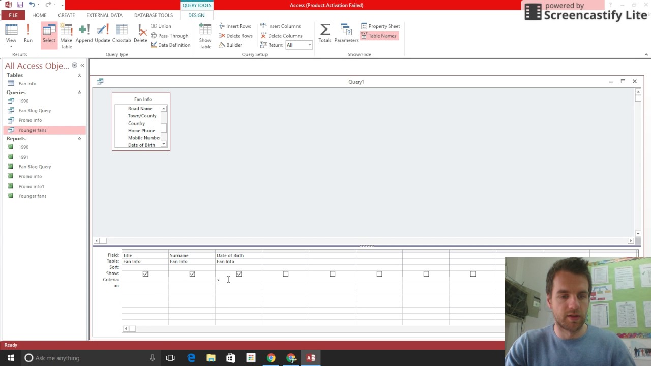 Queries with advanced search criteria