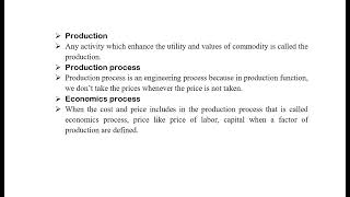 Introduction to Production Analysis basic concepts