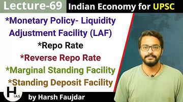 E69- Monetary Policy: Repo Rate, Reverse Repo Rate, MSF, SDF | Indian Economy for UPSC