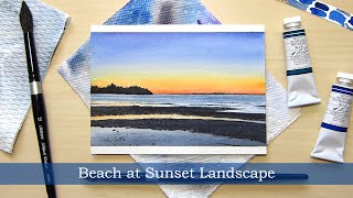 Beach Sunset Watercolor Painting Process | 