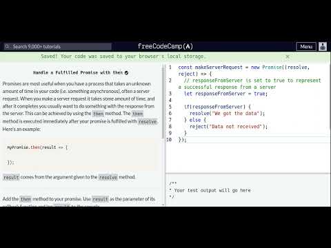 Lesson 28 | ES6 | Handle a Fulfilled Promise with then