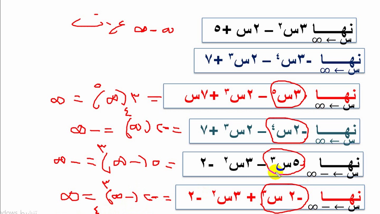 النهيات  ( 5  )  نهاية الدالة عند الانهاية -  رياضيات ثاني ثانوي