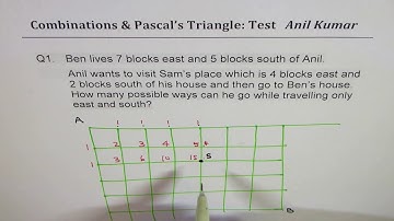 Number of Routes While Stopping at Friends Using Pascals Triangle