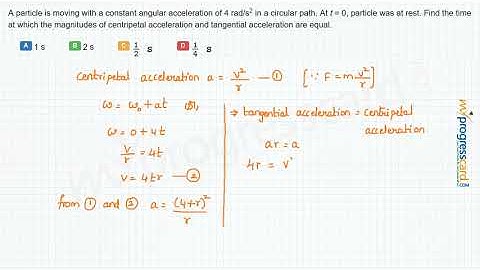 A particle is moving with a constant angular acceleration of 4 rad/s2 in a circular path