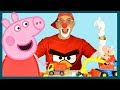 Clown & Peppa Pig building house with Dump truck & Excavator