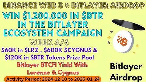 Binance Web 3 Bitlayer Airdrop Week 04 | Win $120K In $BTR , $60K $LRZ & $600K $CYGNUS Token Rewards