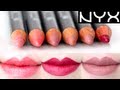 NYX Lip Liner Pencil 6 colors Swatches on Lips