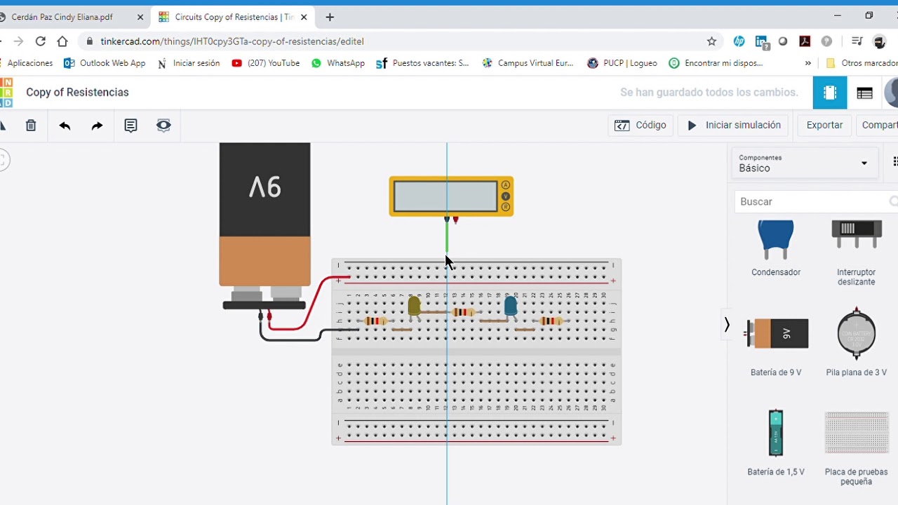 Circuito en serie, con resistencias y LED - YouTube