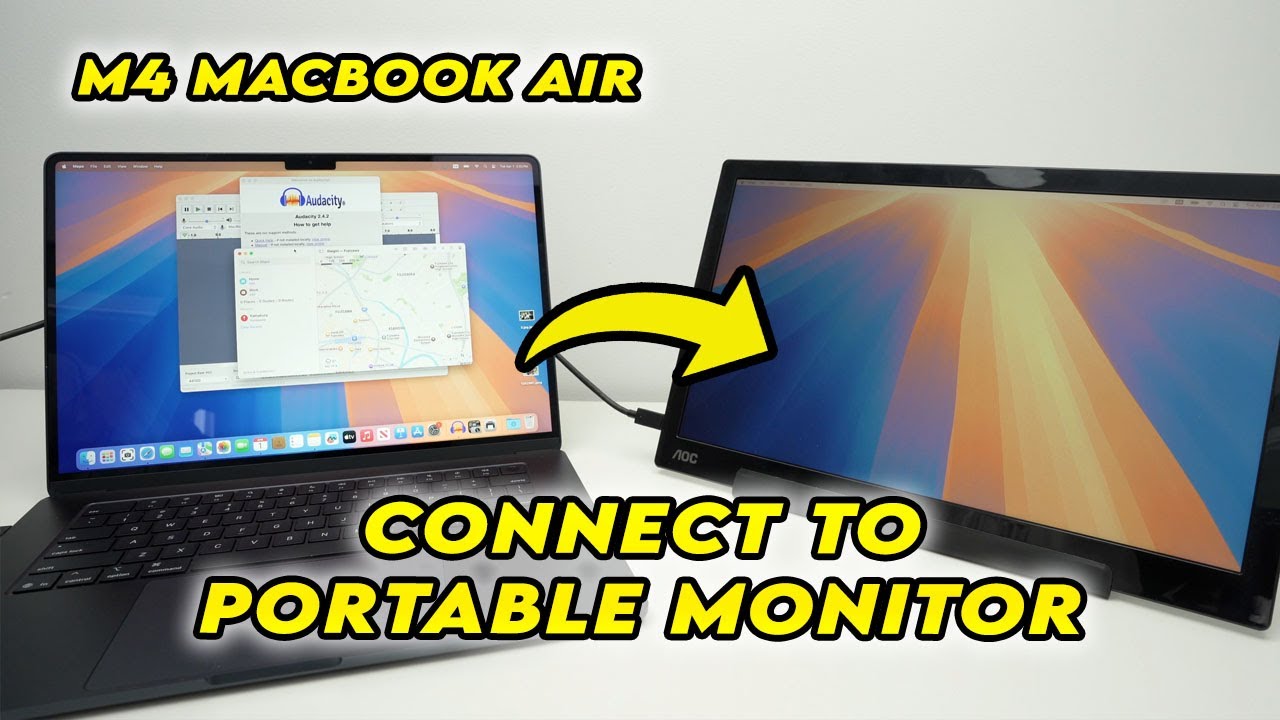 M4 MacBook Air : How to Connect to a Portable Monitor - YouTube