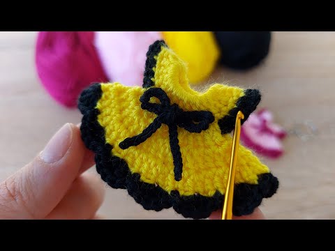 Crochet Mini Dress For Keychain  Anahtarlık için Tığ İşi Mini Elbise
