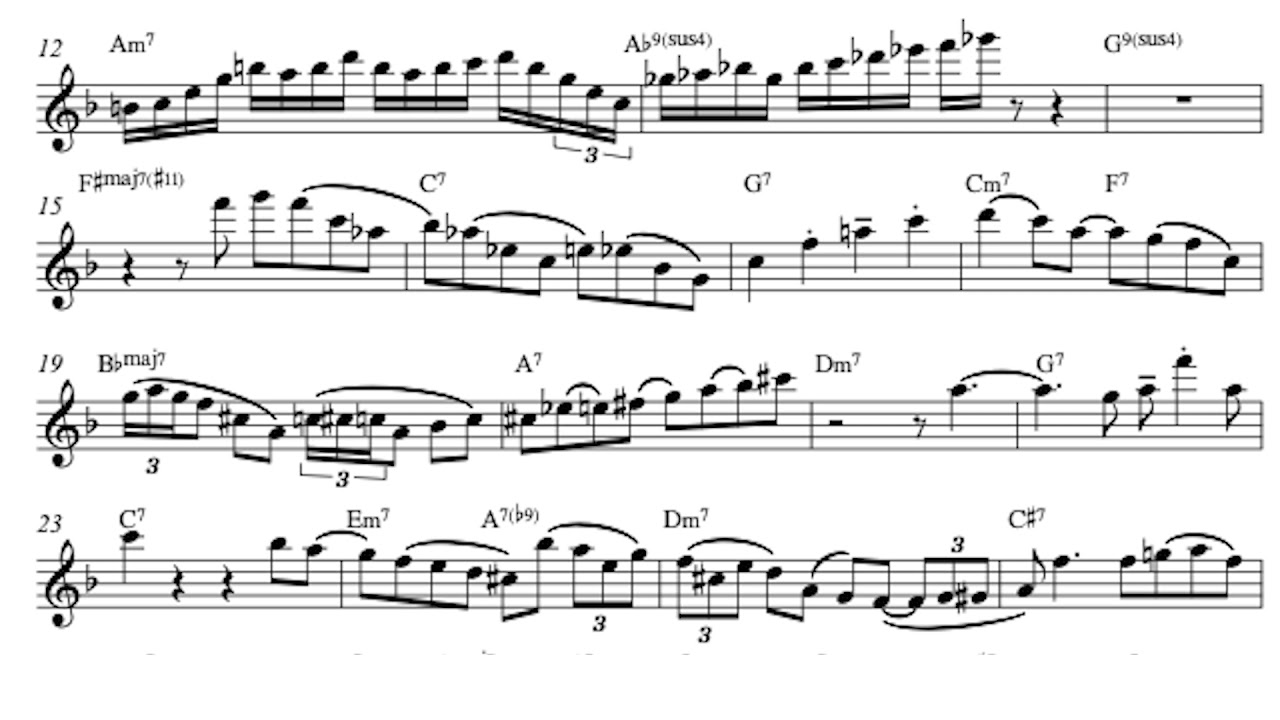 Bob Berg's Solo on "I Could Write a Book" Tenor Transcription