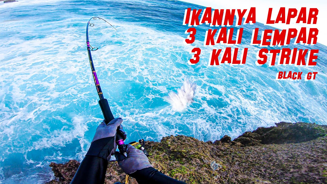 EPS 50 : IKAN BESAR TERUS YANG NYAMBER DISINI / Big fish black GIANT TREVALLY caught #angler #lombok
