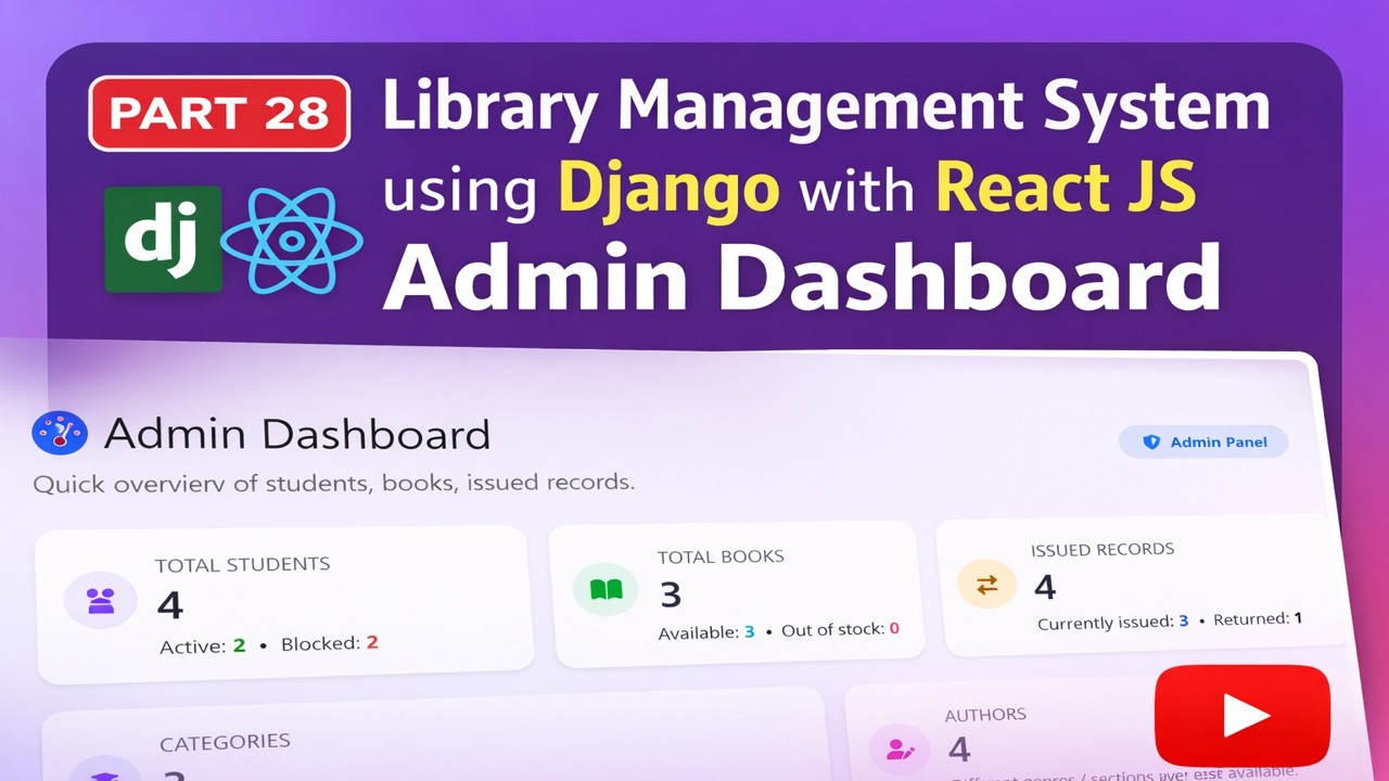 Library Management System using Django with React JS | Part 28 | Admin ...