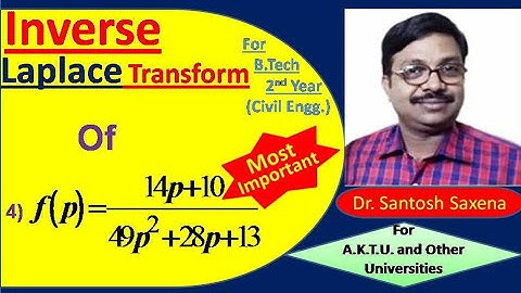 Inverse Laplace Transform - Question 4 (Most Important Question) in Hindi By Dr. Santosh Saxena