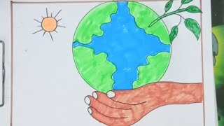 Happy Earth Day Drawing.. World Earthday Drawing.. Save Earth