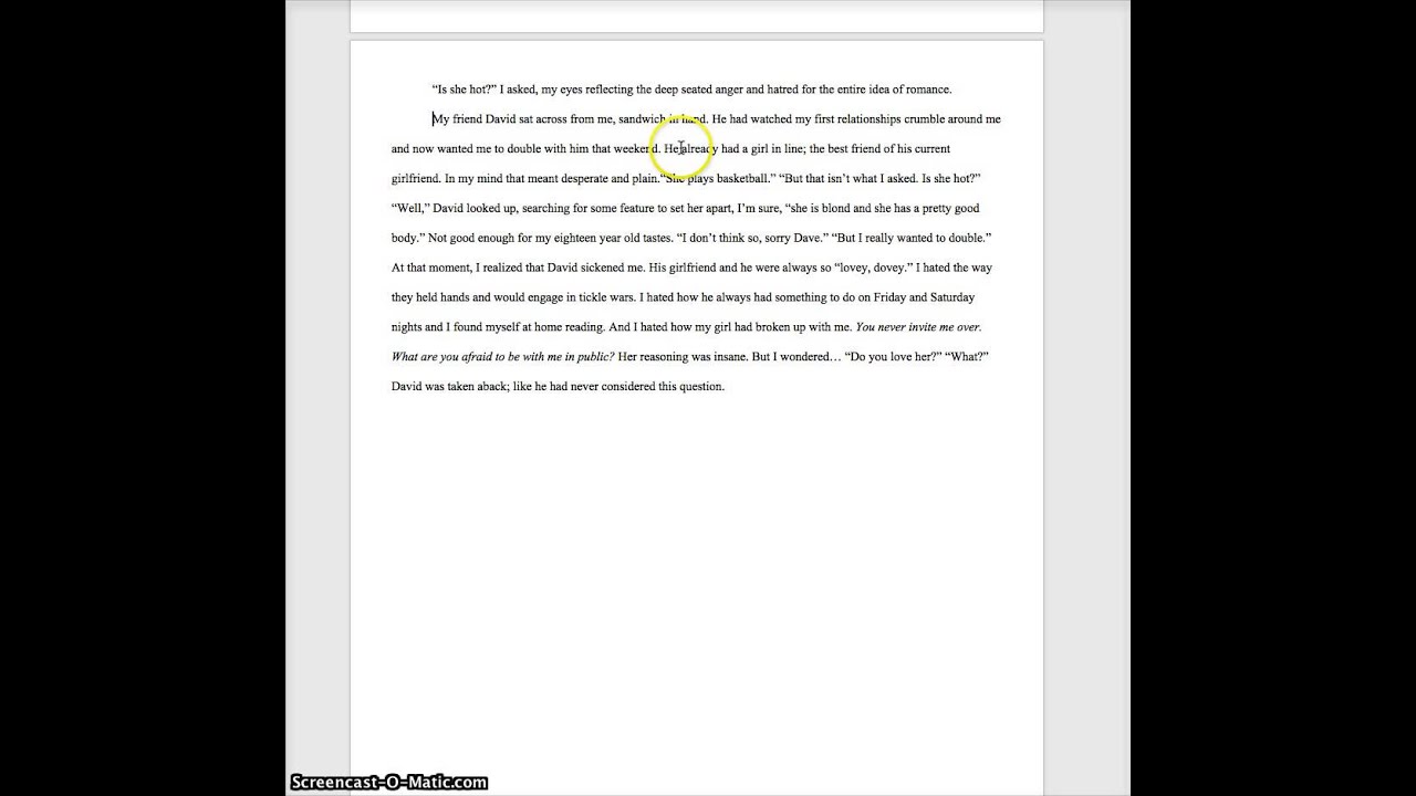 Formatting dialogue in a personal narrative essay