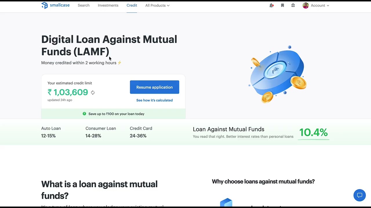 loan against mutual fund || ROI 10.4%