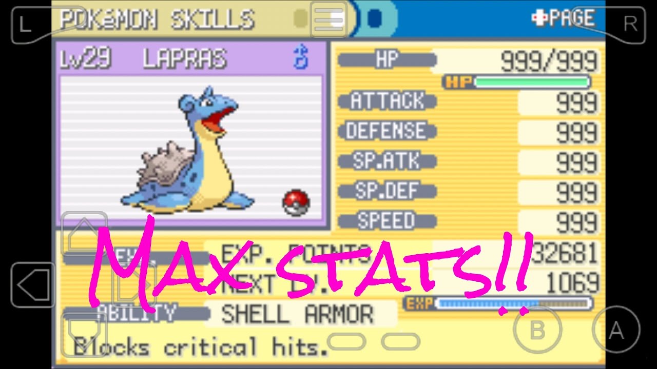 Max stats on pokemon, pokemon fire red/leaf green!!(my boy GBA) YouTube