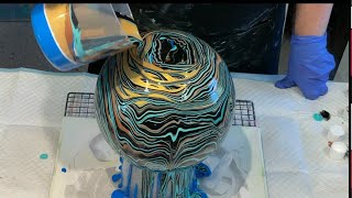 WOW  ACRYLIC POURING OVER A GLASS VASE~ SUPER GORGEOUS RESULTS