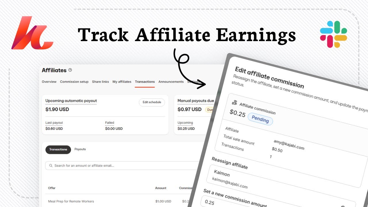 Как управлять партнерскими выплатами Kajabi в Slack