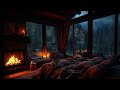 Bedroom haven  thunderstorm fireplace  dimmed lights