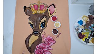 Learn and execute 🥰; the art of painting a fantasy deer on a t-shirt, even suitable for beginners 🌈.