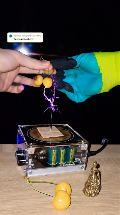 🍒 Mix: yellow rotten cherry   tesla coil #experiment #physics #fruit